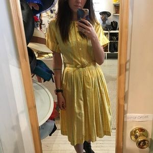 Vintage Yellow Button-Up Dress